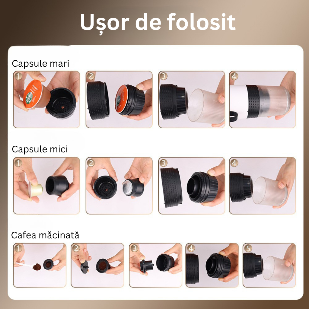 Espressor Mobil - Cafea instant Oriunde , Oricând